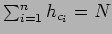 $\sum_{i=1}^{n}h_{c_{i}} = N$
