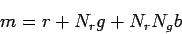 \begin{displaymath}
m = r + N_{r}g + N_{r}N_{g}b
\end{displaymath}